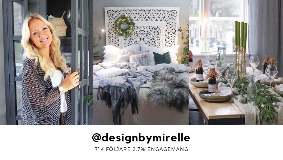 Mirelle Stoor visar upp sitt designarbete på ett matbord och sovrum